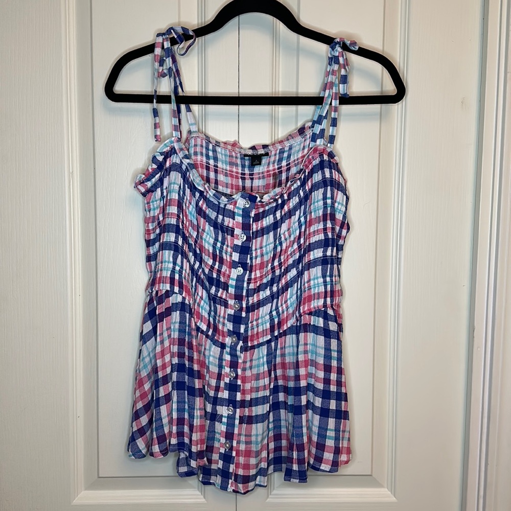 NWT Torrid Checkered Tank Top Cropped Button Down Plus Size 2XL